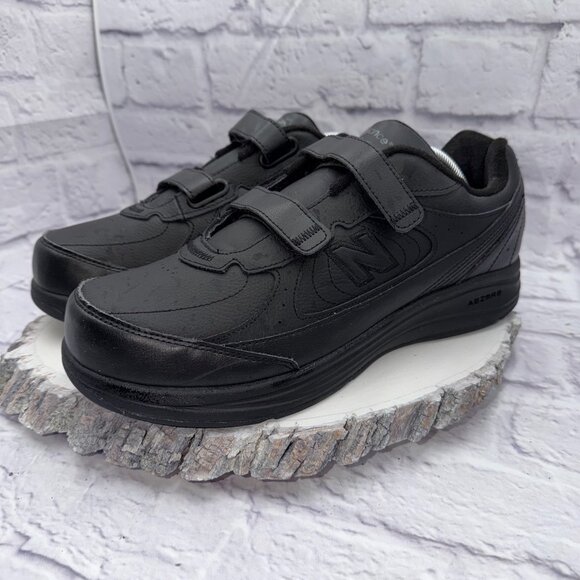 New Balance 577 Men's Walking Comfort Shoes Size 10 4E Black Leather Hook & Loop - Picture 4 of 12